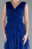 Robe de Soirée Longue Bleu Saxe ABU4723