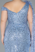 Robe De Fiançailles Grande Taille Longue Squameuse Indigo ABU3859