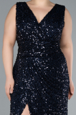 Robe de Soirée Grande Taille Longue Bleu Marine ABU4673