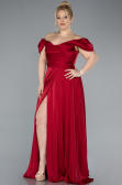 Robe de Soirée Grande Taille Longue Satin Rouge Bordeaux ABU4576