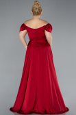 Robe de Soirée Grande Taille Longue Satin Rouge Bordeaux ABU4576