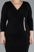 Robe de Soirée Grande Taille Midi Noir ABK2246
