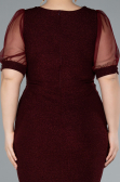 Robe De Invitation Grande Taille Courte Rouge Bordeaux ABK2247