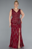 Robe De Soirée Grande Taille Longue Rouge Bordeaux ABU4717