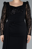 Robe Grande Taille Longue Mousseline Noir ABU4733