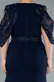 Robe Grande Taille Longue Bleu Marine ABU4668
