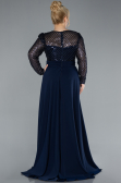 Robe de Soirée Grande Taille Longue Bleu Marine ABU4711