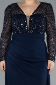 Robe de Soirée Grande Taille Longue Bleu Marine ABU4711