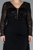 Robe de Soirée Grande Taille Longue Noir ABU4711