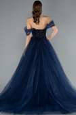 Robe De Soirée De Créateur Longue Bleu Marine ABU4762