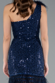 Robe De Soirée Squameuse Courte Bleu Marine ABK2256
