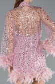 Robe de Cérémonie Courte Squameuse Poudre ABK2202