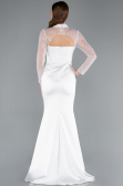 Robe de Soirée Longue Satin Blanc ABU4765