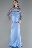 Robe de Soirée Longue Satin Indigo ABU4765