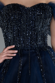 Robe De Soirée De Créateur Longue Bleu Marine ABU4762