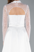 Robe de Soirée Longue Satin Blanc ABU4765