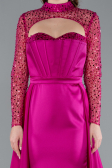 Robe de Soirée Longue Satin Fushia ABU4765