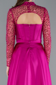 Robe de Soirée Longue Satin Fushia ABU4765