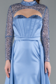 Robe de Soirée Longue Satin Indigo ABU4765