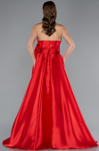 Robe de Soirée Longue Satin Rouge ABU4774