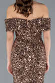 Robe Queue de Poisson Longue Squameuse Cuivre ABU4778