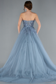 Robe De Soirée De Créateur Longue Gris ABU4431