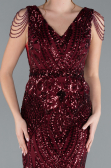 Robe Queue de Poisson Longue Squameuse Rouge Bordeaux ABU3842