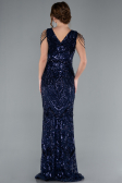 Robe Queue de Poisson Longue Squameuse Bleu Marine ABU3842