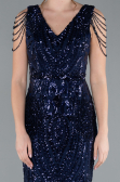 Robe Queue de Poisson Longue Squameuse Bleu Marine ABU3842