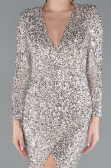 Robe de Soirée Longue Squameuse Beige ABU4763