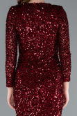 Robe de Soirée Longue Squameuse Rouge Bordeaux ABU4763
