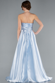 Robe de Soirée Longue Satin Bleu clair ABU4774