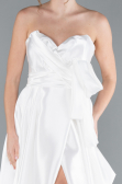 Robe de Soirée Longue Satin Blanc ABU4774