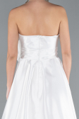 Robe de Soirée Longue Satin Blanc ABU4774