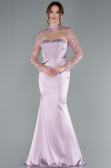 Robe de Soirée Longue Satin Lavande claire ABU4765