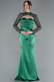 Robe de Soirée Longue Satin Émeraude ABU4765