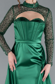 Robe de Soirée Longue Satin Émeraude ABU4765