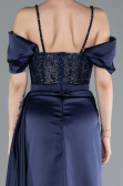 Robe de Soirée Longue Satin Bleu Marine ABU4801