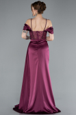 Robe de Soirée Longue Satin Couleur Cerise ABU4801