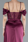Robe de Soirée Longue Satin Couleur Cerise ABU4801