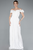 Robe de Soirée Longue Mousseline Blanc ABU4807