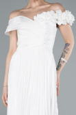 Robe de Soirée Longue Mousseline Blanc ABU4807