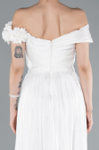 Robe de Soirée Longue Mousseline Blanc ABU4807