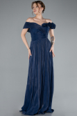 Robe de Soirée Longue Mousseline Bleu Marine ABU4807