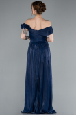 Robe de Soirée Longue Mousseline Bleu Marine ABU4807
