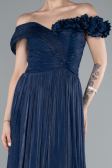 Robe de Soirée Longue Mousseline Bleu Marine ABU4807