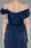 Robe de Soirée Longue Mousseline Bleu Marine ABU4807