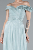 Robe de Soirée Longue Mousseline Menthe ABU4807