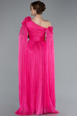 Robe de Soirée Longue Mousseline Fushia ABU4809