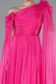 Robe de Soirée Longue Mousseline Fushia ABU4809